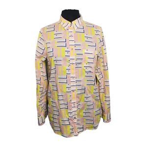Vintage Retro 80s 90s J. Crew Button Shirt Neon All Over Women’s sz Medium